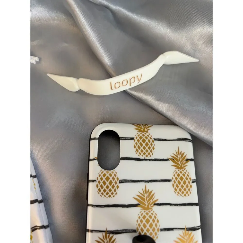 Loopy iPhone XS Phone Case Pineapple with Matching Microfiber Cover and Extra Su